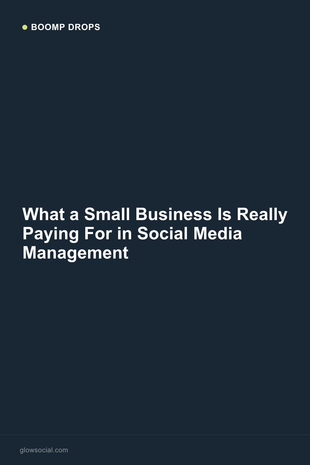 What a Small Business Is Really Paying For in Social Media Management — Boomp Drop graphic